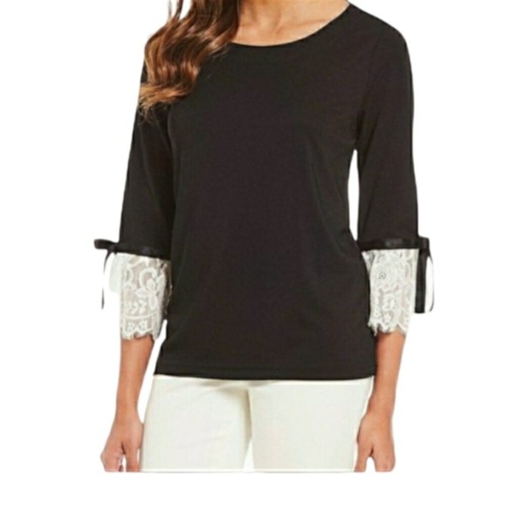 Karl Lagerfeld lace bell sleeve bow blouse xs